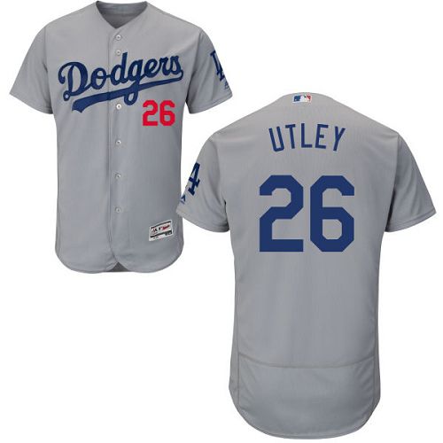 Dodgers #26 Chase Utley Grey Flexbase Authentic Collection Stitched MLB Jersey