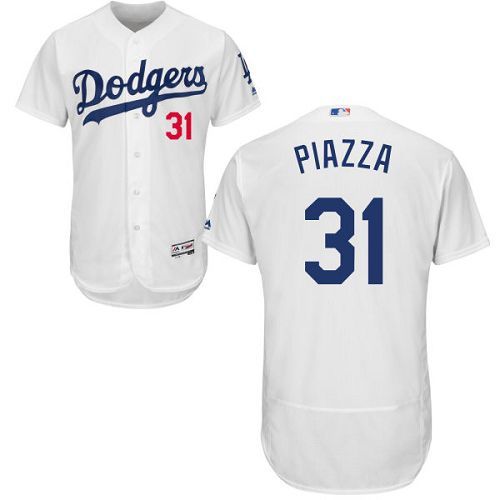 Dodgers #31 Mike Piazza White Flexbase Authentic Collection Stitched MLB Jersey