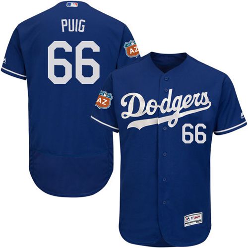 Dodgers #66 Yasiel Puig Blue Flexbase Authentic Collection Stitched MLB Jersey