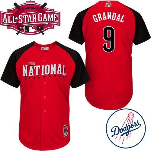 Dodgers #9 Yasmani Grandal Red 2015 All Star National League Stitched MLB Jersey