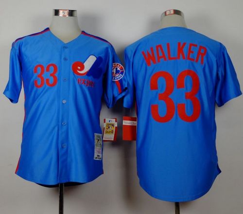 Mitchell and Ness Expos #33 Larry Walker Blue Stitched Throwback MLB Jersey