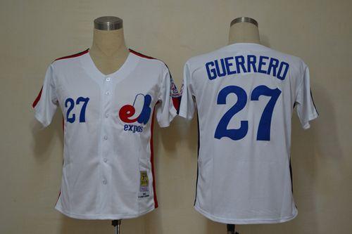 Mitchell And Ness Expos #27 Vladimir Guerrero White Throwback Stitched MLB Jersey
