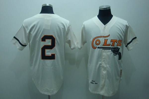 Mitchell and Ness Colts #2 Fox Stitched Cream Throwback MLB Jersey