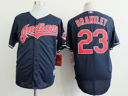 Indians #23 Michael Brantley Navy Blue Cool Base Stitched MLB Jersey