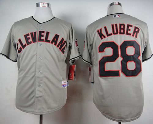 Indians #28 Corey Kluber Grey Cool Base Stitched MLB Jersey