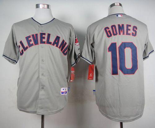 Indians #10 Yan Gomes Grey Cool Base Stitched MLB Jersey