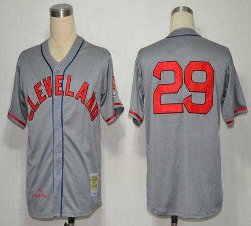 Mitchell And Ness 1948 Indians #29 Satchel Paige Grey Stitched MLB Jersey