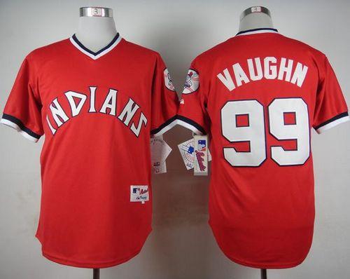 Indians #99 Ricky Vaughn Red 1974 Turn Back The Clock Stitched MLB Jersey