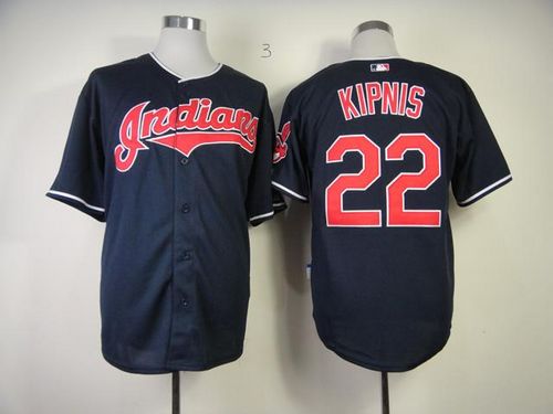Indians #22 Jason Kipnis Navy Blue Cool Base Stitched MLB Jersey