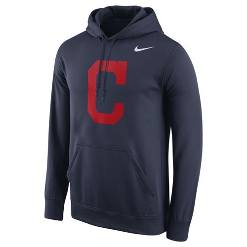 Cleveland Indians  Logo Performance Pullover Navy MLB Hoodie