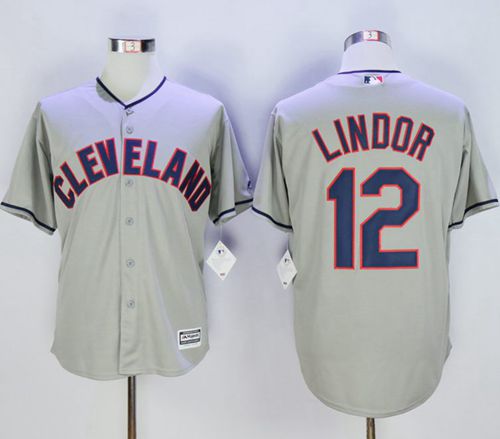 Indians #12 Francisco Lindor Grey New Cool Base Stitched MLB Jersey