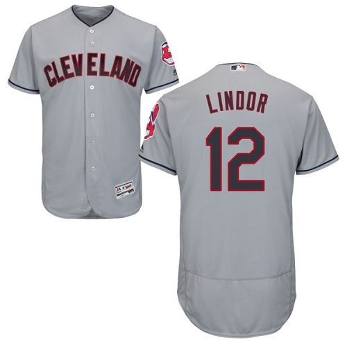 Indians #12 Francisco Lindor Grey Flexbase Authentic Collection Stitched MLB Jersey