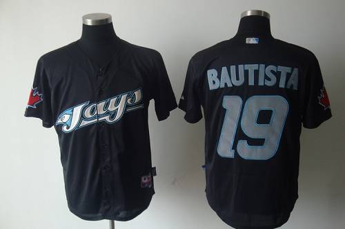 Blue Jays #19 Jose Bautista Black Cool Base Stitched MLB Jersey