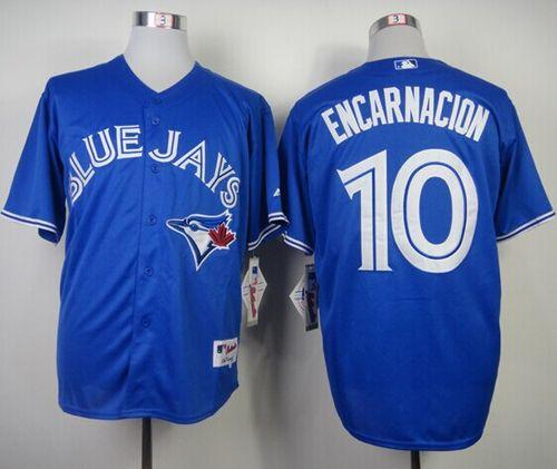 Blue Jays #10 Edwin Encarnacion Blue Alternate Stitched MLB Jersey
