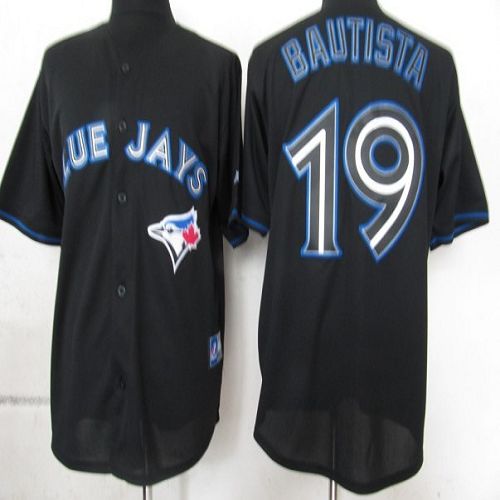 Blue Jays #19 Jose Bautista Black Fashion Stitched MLB Jersey