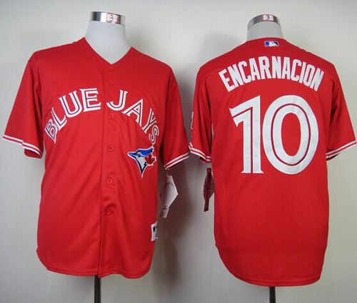 Blue Jays #10 Edwin Encarnacion Red Canada Day Stitched MLB Jersey