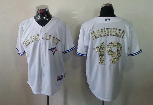 Blue Jays #19 Jose Bautista White USMC Cool Base Stitched MLB Jersey