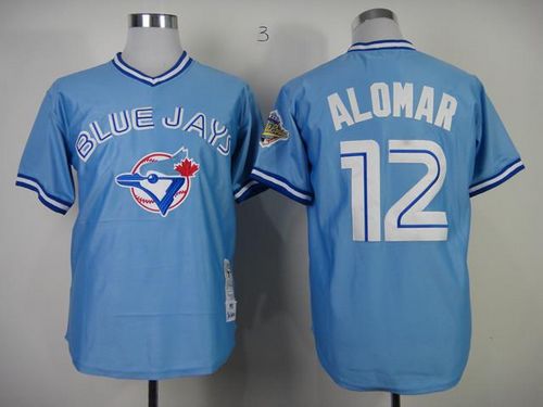 Mitchell And Ness 1993 Blue Jays #12 Roberto Alomar Blue Stitched MLB Throwback Jersey