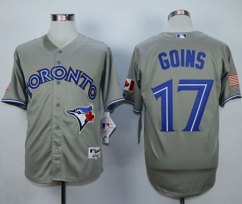 Blue Jays #17 Ryan Goins Grey Cool Base Stitched MLB Jersey