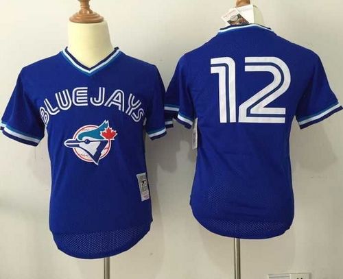 Mitchell And Ness Blue Jays #12 Roberto Alomar Blue Throwback Stitched MLB Jersey