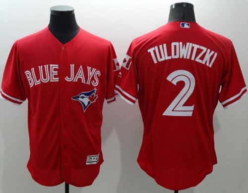 Blue Jays #2 Troy Tulowitzki Red Flexbase Authentic Collection Canada Day Stitched MLB Jersey