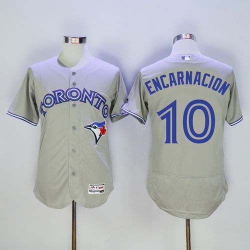 Blue Jays #10 Edwin Encarnacion Grey Flexbase Authentic Collection Stitched MLB Jersey