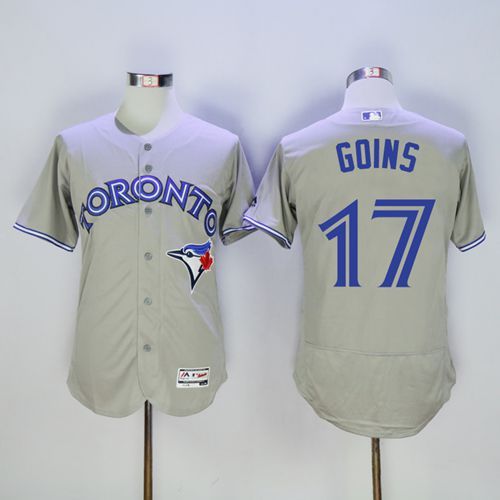 Blue Jays #17 Ryan Goins Grey Flexbase Authentic Collection Stitched MLB Jersey