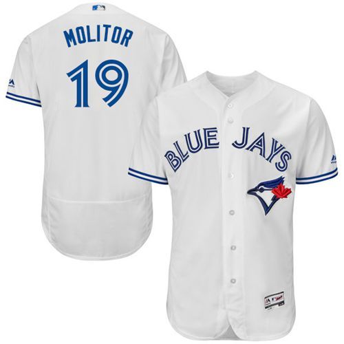 Blue Jays #19 Paul Molitor White Flexbase Authentic Collection Stitched MLB Jersey