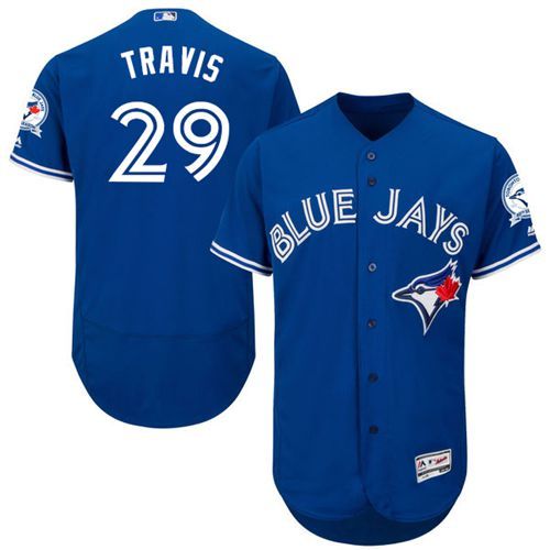 Blue Jays #29 Devon Travis Blue Flexbase Authentic Collection Stitched MLB Jersey