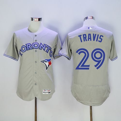 Blue Jays #29 Devon Travis Grey Flexbase Authentic Collection Stitched MLB Jersey