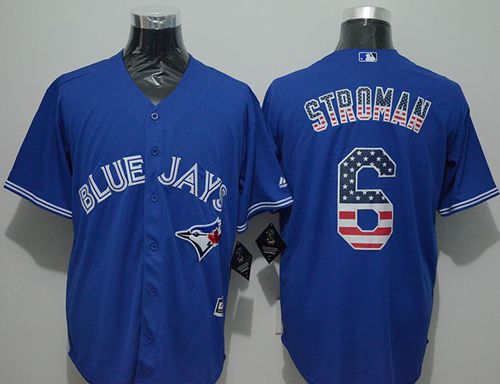 Blue Jays #6 Marcus Stroman Blue USA Flag Fashion Stitched MLB Jersey