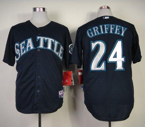 Mariners #24 Ken Griffey Stitched Navy Blue MLB Jersey