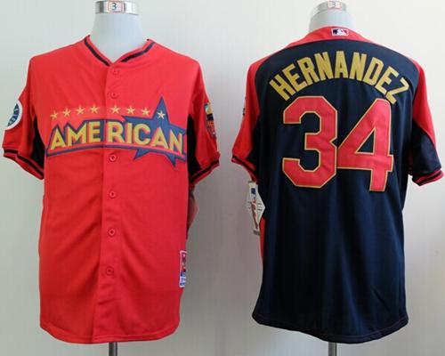 Mariners #34 Felix Hernandez Red/Navy American League 2014 All Star BP Stitched MLB Jersey