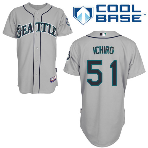 Mariners #51 Ichiro Suzuki Grey Cool Base Stitched MLB Jersey