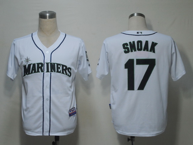 Mariners #17 Justin Smoak White Cool Base Stitched MLB Jersey