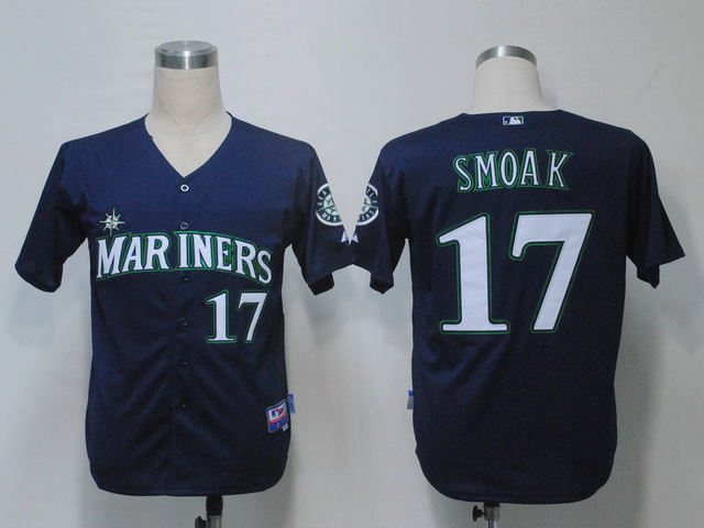 Mariners #17 Justin Smoak Navy Blue Cool Base Stitched MLB Jersey