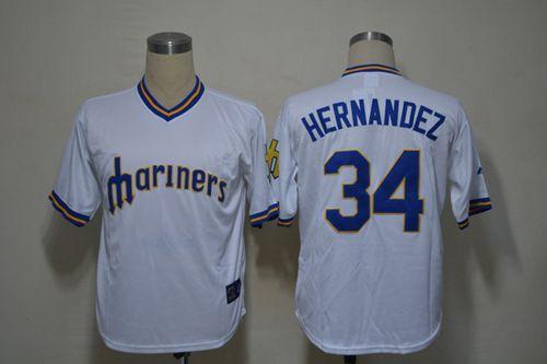 Mariners #34 Felix Hernandez White Cooperstown Stitched MLB Jersey