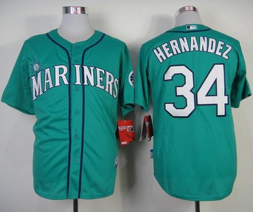 Mariners #34 Felix Hernandez Green Alternate Cool Base Stitched MLB Jersey