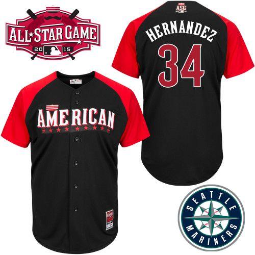 Mariners #34 Felix Hernandez Black 2015 All Star American League Stitched MLB Jersey