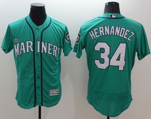 Mariners #34 Felix Hernandez Green Flexbase Authentic Collection Stitched MLB Jersey