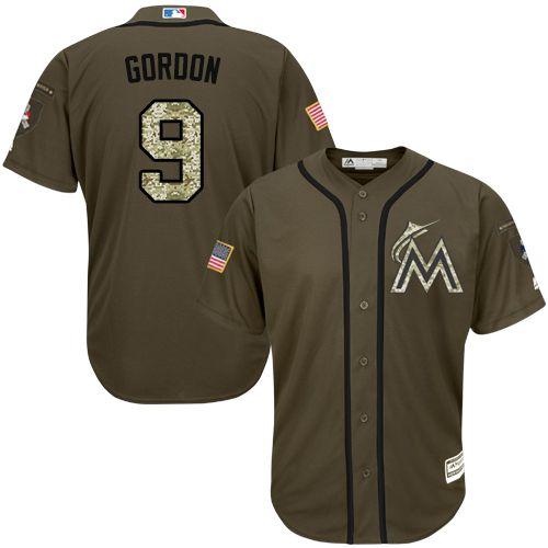marlins #9 Dee Gordon Green Salute to Service Stitched MLB Jersey