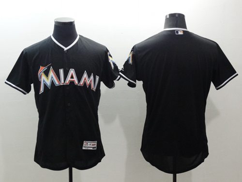 marlins Blank Black Flexbase Authentic Collection Stitched MLB Jersey