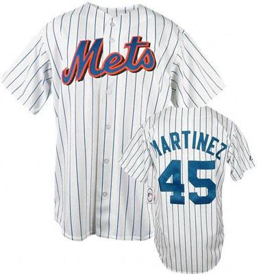 Mets #45 Peddro Martinez White Blue Strip Stitched MLB Jersey