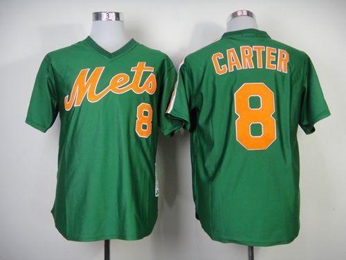 Mitchell And Ness 1985 Mets #8 Gary Carter Green Throwback Stitched MLB Jersey