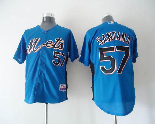 Mets #57 Johan Santana Navy Blue 2011 Cool Base BP Stitched MLB Jersey
