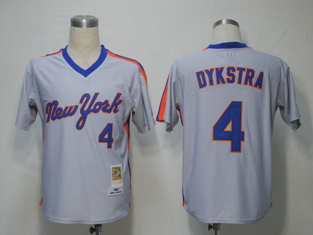 Mitchell and Ness Mets #4 Lenny Dykstra Grey Stitched Throwback MLB Jersey