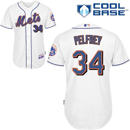 Mets #34 Mike Pelfrey White Cool Base Stitched MLB Jersey