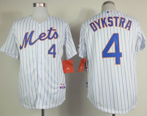Mets #4 Lenny Dykstra White(Blue Strip) Home Cool Base Stitched MLB Jersey
