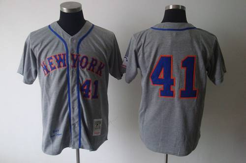 Mitchell and Ness 1969 Mets #41 Tom Seaver Grey Stitched MLB Jersey