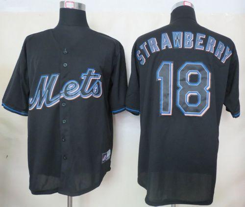 Mets #18 Darryl Strawberry Black Fashion Stitched MLB Jersey